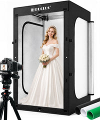 DUCLUS Photo Light Box 47×39×79 Inch for Clothing Photography, 400 LED Studio Shooting Tent with 8 Light Panels, CRI 96+, 12000lm Daylight, 3 Matte PP Backdrops for Bags, Models & Large Products