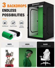 DUCLUS Photo Light Box 47×39×79 Inch for Clothing Photography, 400 LED Studio Shooting Tent with 8 Light Panels, CRI 96+, 12000lm Daylight, 3 Matte PP Backdrops for Bags, Models & Large Products