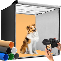 DUCLUS Light Box Photography, 32×32inch Professional Photo Studio Booth Photobox, Portable 210 LED Lightbox Shooting Tent Folding with 6 Colors Backdrops for Large Product or Jewelry Photography