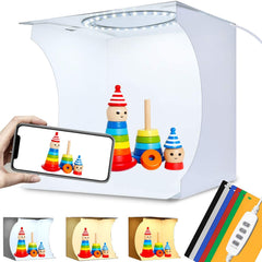 9 inch Mini Photo Light Box with 3 Mode Lights and 6 Color Backdrops