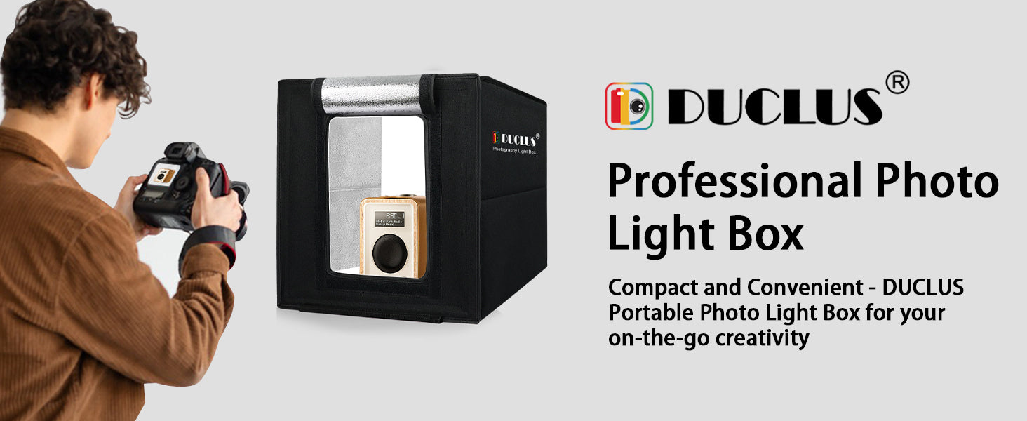 DUCLUS Light Box Fotografico 30x30 cm, Set Studio Fotografico Portatile con  112 LED Luci Regolabili, 8 Sfondi Lisci per Fotografare Prodotti  Gioielli/Cosmetici/Alimentari : : Elettronica