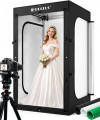 DUCLUS Photo Light Box 47×39×79 Inch for Clothing Photography, 400 LED Studio Shooting Tent with 8 Light Panels, CRI 96+, 12000lm Daylight, 3 Matte PP Backdrops for Bags, Models & Large Products