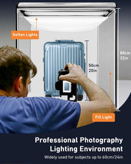 DUCLUS Light Box Photography, 32×32inch Professional Photo Studio Booth Photobox, Portable 210 LED Lightbox Shooting Tent Folding with 6 Colors Backdrops for Large Product or Jewelry Photography