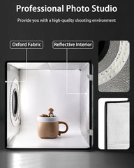 DUCLUS Light Box Photography, Portable Photo Studio Booth Box, 10" x 10" Professional Mini Shooting Tents with 104 LED Lights Dimmable, 6 Backdrops for Small Product: Jewelry, Miniature Models