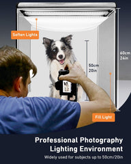 DUCLUS Photo Light Box 24x24 inch, Portable Shooting Tent Kit, Professional Dimmable Photo Studio Light Box with 100 LED Beads & 6 Color Backdrops for Jewelry and Food Items Product Photography