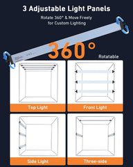 DUCLUS Light Box Photography 39×39 inch, 210 LED Large Photo Light Box with 3 Stepless Dimming Light Panels & 4 Matte PP Backdrops, Professional Photo Background Shooting Tent for Product Photography