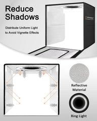 DUCLUS Photo Light Box 16x16 inch, Professional Light Box for Product Photography with Upgraded 18W Dimmable 160 LEDs, USB-C Power, and 8 Backdrops for Jewelry, Food & Small Item Shooting