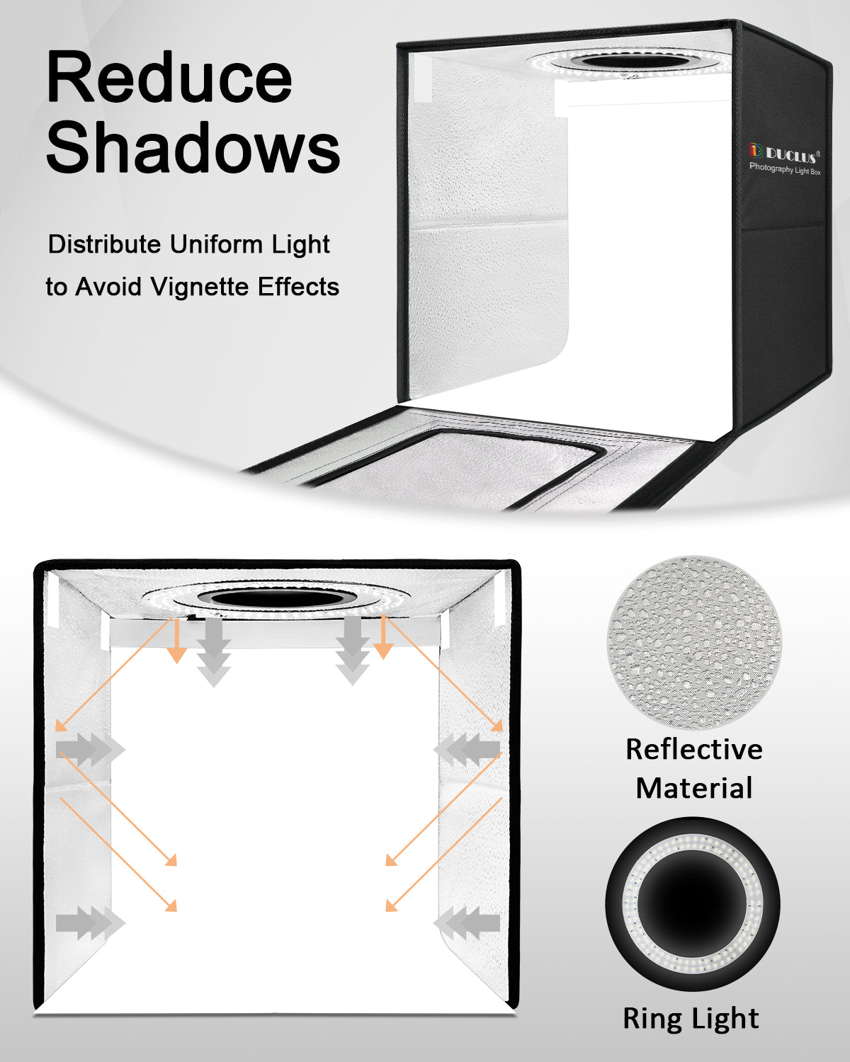 DUCLUS Mini Photo Studio Light Box,Portable Folding Photography Light Tent  kit with 40pcs LED Light + 6 Kinds Color Backgrounds for Small Size